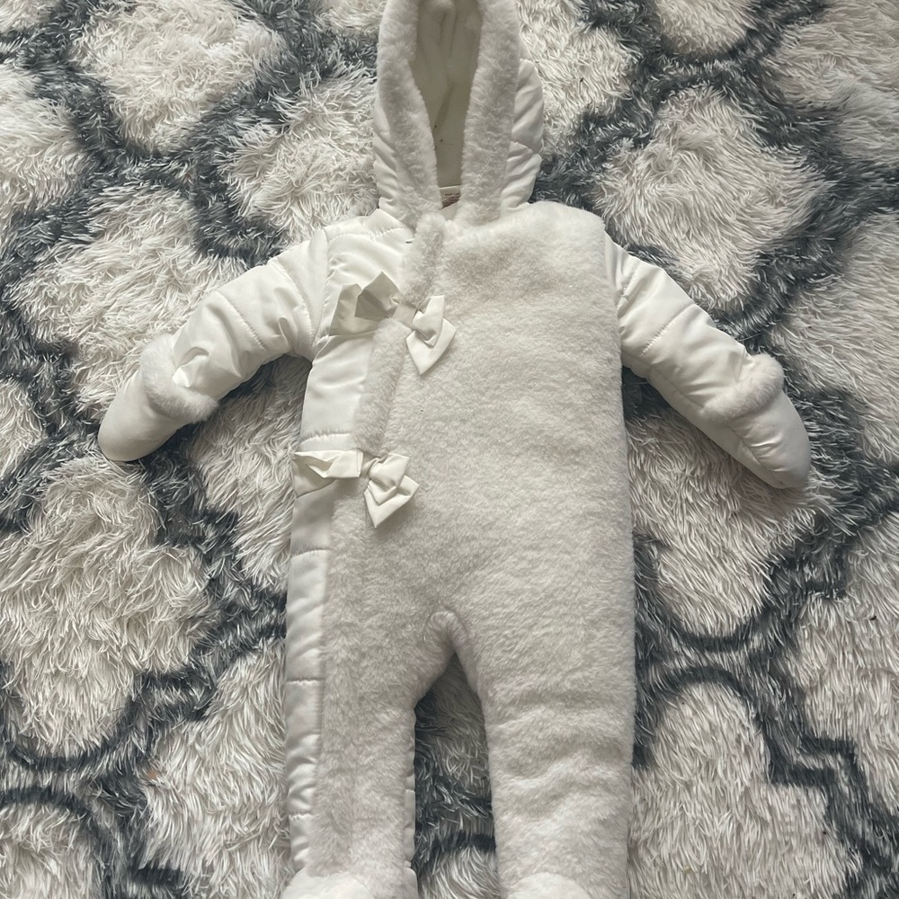 White Plush Hooded Footies